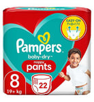 Pampers Baby-Dry Nappy Pants Size 8, 22 Nappies, 19kg+