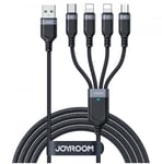 4in1 USB-kabel USB-A - USB-C / 2 x Lightning / Micro för laddning och dataöverföring 1,2m Joyroom S-1T4018A18 - svart