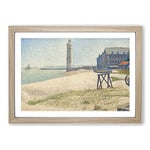 Big Box Art The Lighthouse at Honfleur by Georges Seurat Framed Wall Art Picture Print Ready to Hang, Oak A2 (62 x 45 cm)