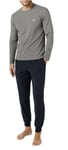 Emporio Armani Pyjama Set Grey Navy Mens Size L Large Cotton Long Sleeve New £85