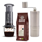 AeroPress Resebryggare Inkl. Rhinowares Kaffekvarnar & 400g Rigtig Kaffe Organic Peru