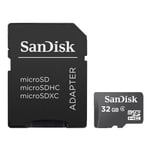 SanDisk 32GB microSDHC minneskort klass 4 med adapter - TheMobileStore Tillbehör