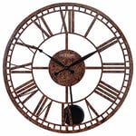 Grande Pendule Horloge Murale - 50cm - Marron - Métal - "Londos" - NeXtime