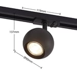 Lindby Linaro -LED-spotti, 1-vaihekisko, musta
