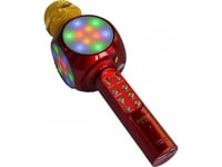 Goodbuy Led 360 Karaoke-Mikrofon Med Högtalare Bluetooth | 5W | Aux | Röstmodulator | Usb | Micro Sd Röd