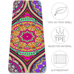 Haminaya Yoga Mat Classic Color Mandala Pilates Mat Non-Slip Pro Eco Friendly TPE Thick 6mm With Carrying Bag Sport Workout Mat For Exercise Fitness Gym 183x61cmx0.6cm