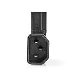 Extension Plug | IEC-320-C13 | IEC-320-C14 | Vinklat vänster | Nickelplaterad | PVC | Svart | Kuvert | 1 st.
