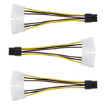 3Pcs Dual 4 Pin Molex Male to 6 Pin PCI-Express Female Connector Adapter Power Cables for Video Graphics Card Power Supply