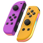 Manette Compatible Avec Nintendo Switch, Manette Sans Fil Bluetooth Joy-Con Contrôleurs Gamepad (Contrôleur Non Officiel) - Violet / Jaune