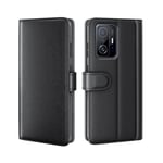 Xiaomi 11T/11T Pro Plånboksfodral i Äkta Läder, Svart
