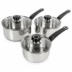 UK Morphy Richards Equip 3 Piece Pan Set Stainless Steel Set Of 3 This 3 Piec U