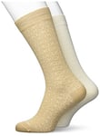 Calvin Klein Men's Mirrored Ck Logo Sock Classic, Sand, One Size (Pack of 2)