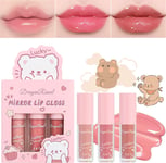 Lip Gloss Set,3Pc Tinted Lip Balm Lip Oil Hydrating Non-Sticky Lip Glow Oil Lip