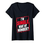 Womens Funny I'm Single Want My Number Vintage Find Boy Girl Couple V-Neck T-Shirt