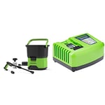Greenworks GDC40 Cordless Portable Pressure Washer, 70 Bar, 300L/hour, 650W with Detergent Bottle and 6m Hose and Cleaning Accessories WITHOUT 40V Battery & Tools Battery Fast Charger G40UC4