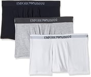 Emporio Armani Men's 3-pack Cotton Trunks underwear, Multicoloured (Bco/Grigiomel/Marine), M UK