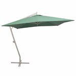 Hængende parasol 300 x 300 cm grøn aluminiumsstang