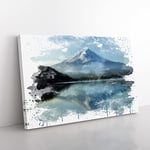 Landscape Mount Fuji Mountain No.2 V3 Modern Canvas Wall Art Print Ready to Hang, Framed Picture for Living Room Bedroom Home Office Décor, 50x35 cm (20x14 Inch)