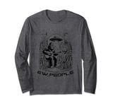 Bigfoot Play Guitar with Alien UFO, Sarcastic Alien Quote Long Sleeve T-Shirt