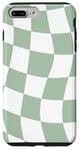 Coque pour iPhone 7 Plus/8 Plus Carreaux ondulés vert sauge clair et blanc