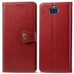 Protective Case For Sony Xperia 20 Retro Solid Color Leather Buckle Phone Case with Lanyard & Photo Frame & Card Slot & Wallet & Stand Function(Brown) Smartphone Slim Cover Shell ( Color : Red )