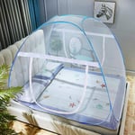 Pop-up myggnät tält för sängar Bärbar hopfällbar design med nätbotten för babyvuxna resa Ljusblå