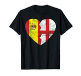 British Spanish Flag Heart | Spain England Flag Roots Kids T-Shirt
