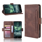 Nokia 7.2/6.2 - Läderfodral / plånboksfodral med smart korthållare Brun