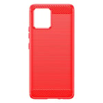 Case for Motorola Moto G72 Reinforced Soft Silicone Brushed Carbon Red