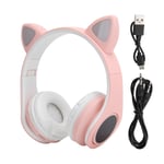 LED Brusreducerande Hörlurar Kattöron Bluetooth 5.0 Headset med Mikrofon för Unga Människor Rosa