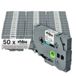 vhbw 50x Rubans compatible avec Brother PT D450VP, D600, D600VP, E100, E100VP, E110, E105, E100B imprimante d'étiquettes 12mm Noir sur Blanc