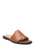 Slfisabella Leather Slider Shoes Mules & Slip-ins Flat Mules Brown Selected Femme