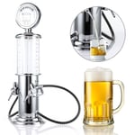 (Silver)Mini Beer Dispenser DoublePump Transparent Layer Design Gas Station