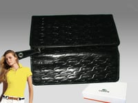 New Vintage LACOSTE L13 Women's Leather PURSE WALLET Pied De Croc Slg 1 Black