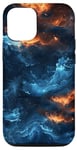 Coque pour iPhone 15 Pro Art fluide abstrait vagues flammes bleues