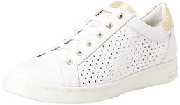 Geox Femme D Jaysen B Sneakers, White/Gold, 41 EU