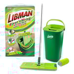 Libman Rinse 'n Wring Serpillère et Seau | Serpillère en Microfibre | Nettoyant pour sols en Bois Dur | Balai Humide et Sec | Chambres à Eau Propre et Sale | Lames de raclette | 2 tampons en