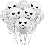 10pcs Clear Balloons Happy Birthday Halloween Party Decorations Silver Smile 12 Inches