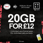 Vodafone VOXI 20GB 30 Day Pay As You Go SIM Card