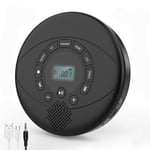 Bärbar CD-spelare med stereohögtalare, för familjen, Uppladdningsbar bärbar CD-spelare med 2000mAh batteri, Anti-hopp Walk