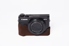 Real Leather Half Camera Case Bag Cover for CANON G7X mark III II M3 M2 DB