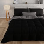 PETTI Artigiani Italiani - Winter Double Quilt, Double Duvet, Solid Color Double Sided Black 100% Made in Italy