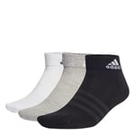 adidas Unisex Kids Cushioned Sportswear Ankle Socks 6 Pairs, Medium Grey Heather/White/Black, 5-6 Years