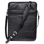 CURRO Real Leather Messenger Bag 14-15&quot; - Black