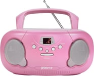 Groov-e Portable CD Player Boombox with AM/FM Radio, 3.5mm AUX Input, Headphone