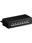 Pro CAT 6a Mini/Desktop Patch Panel 8 Port black - Svart