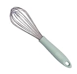 The Great British Bake Off Hand Whisk Stainless Steel Beaters with Balloon Head, Manual Handheld Baking Utensil with Soft Touch Handle in Duck Egg Blue, Official GBBO Branding