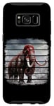Galaxy S8 Retro black and red woolly mammoth on snow, clouds, art. Case