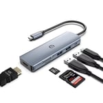 Tymyp USB C Hub, 6 in 1 USB C Ethernet Adapter avec Affichage 4K HDMI, Lecteur de Carte SD/TF, USB C Multiport avec MacBook Pro/Air, Laptop et Plus d'appareils Type C