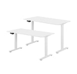 Höj- & sänkbart skrivbord, vev, vitt stativ, vit bordsskiva, 160x70 cm